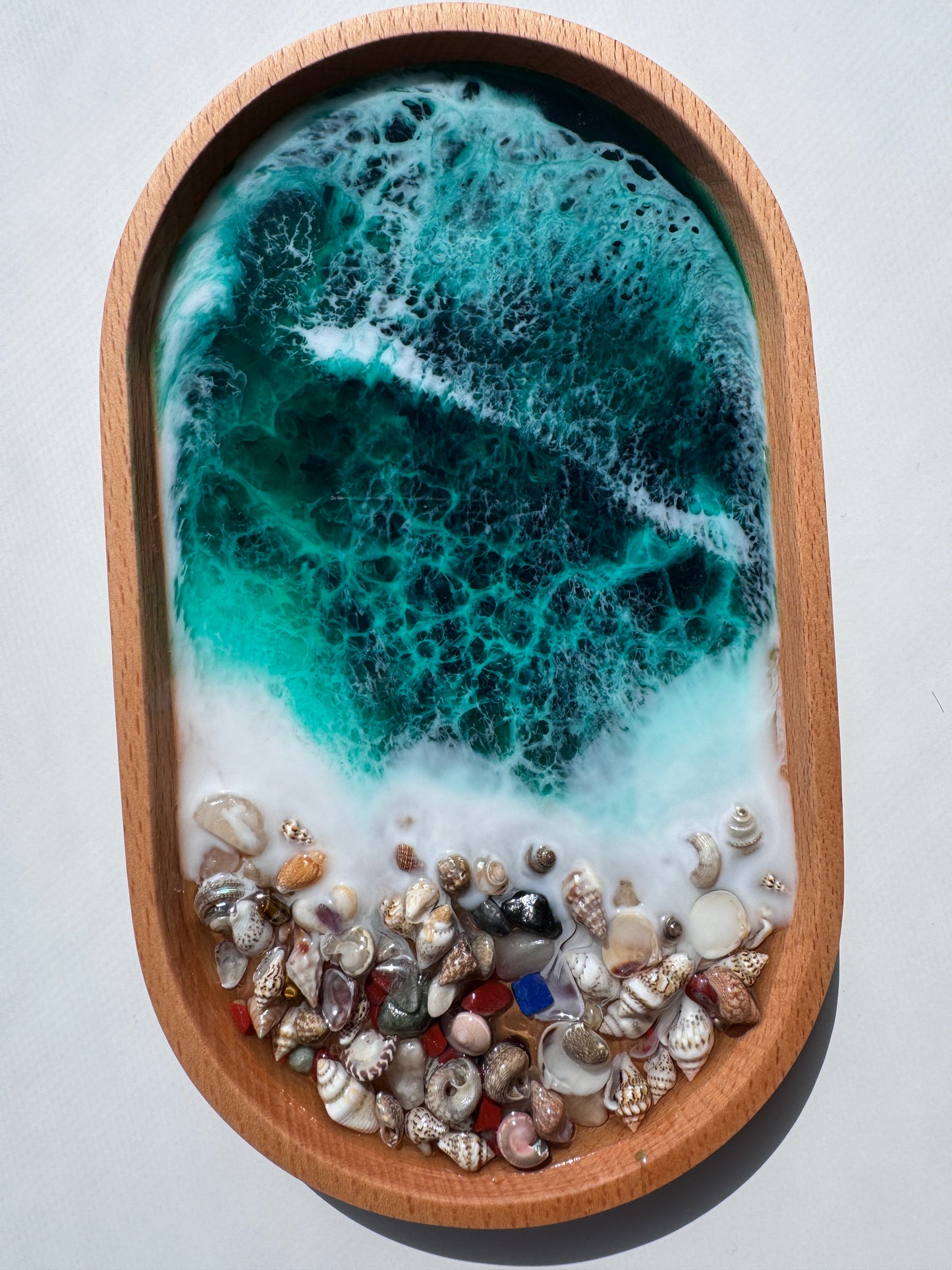Resin ocean trinket tray green