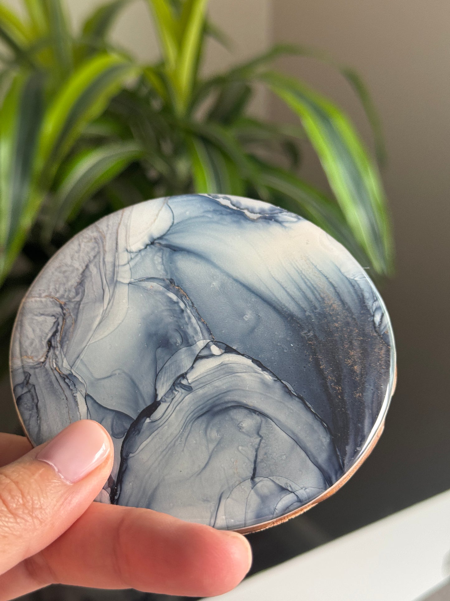 Alcohol Ink coaster deep blue