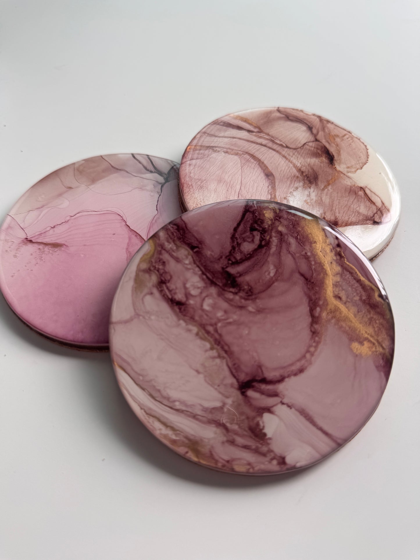 Alcohol ink coaster coffee and gold accents