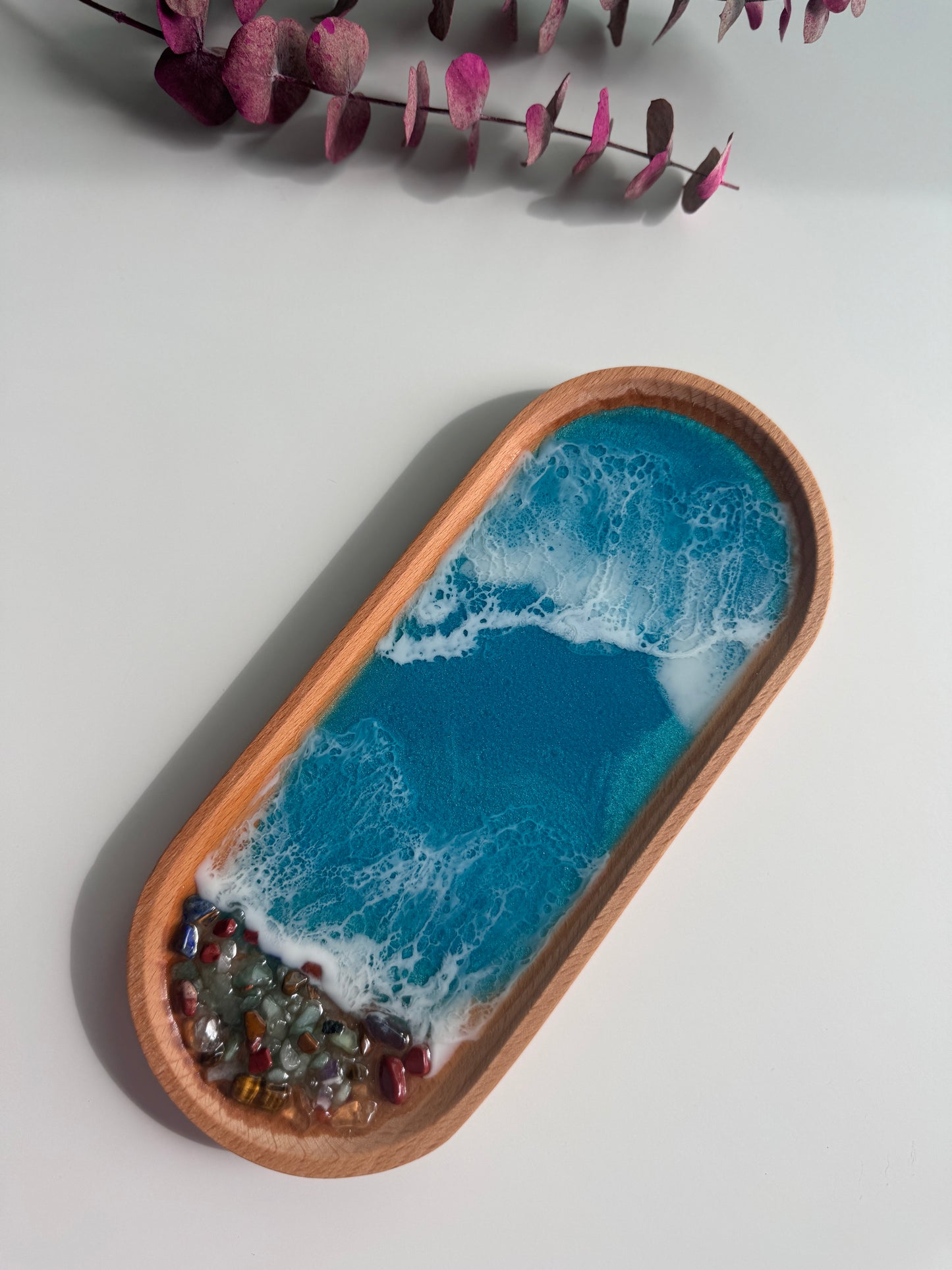 Trinket dish blue resin ocean