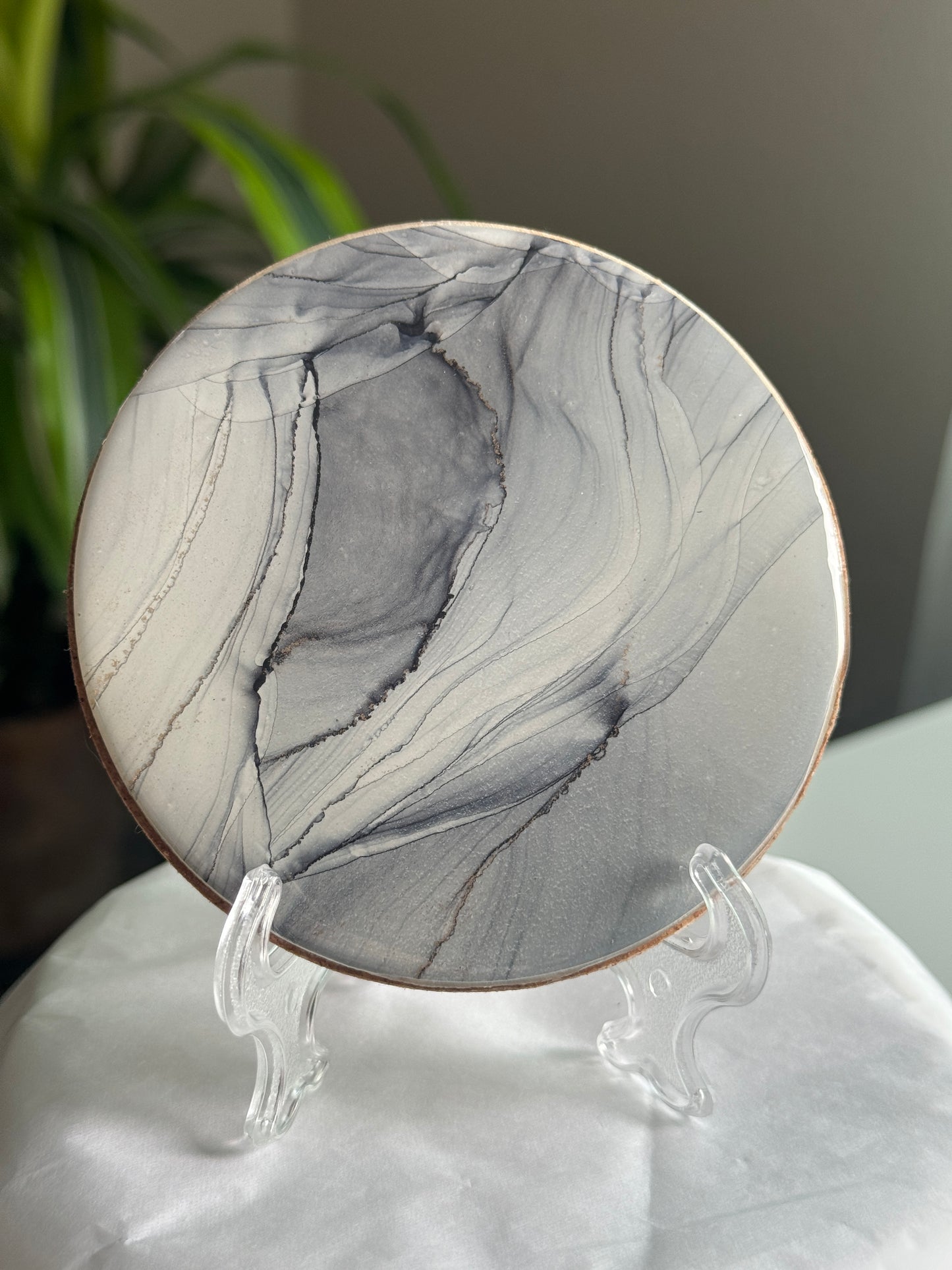 Alcohol Ink coaster gray