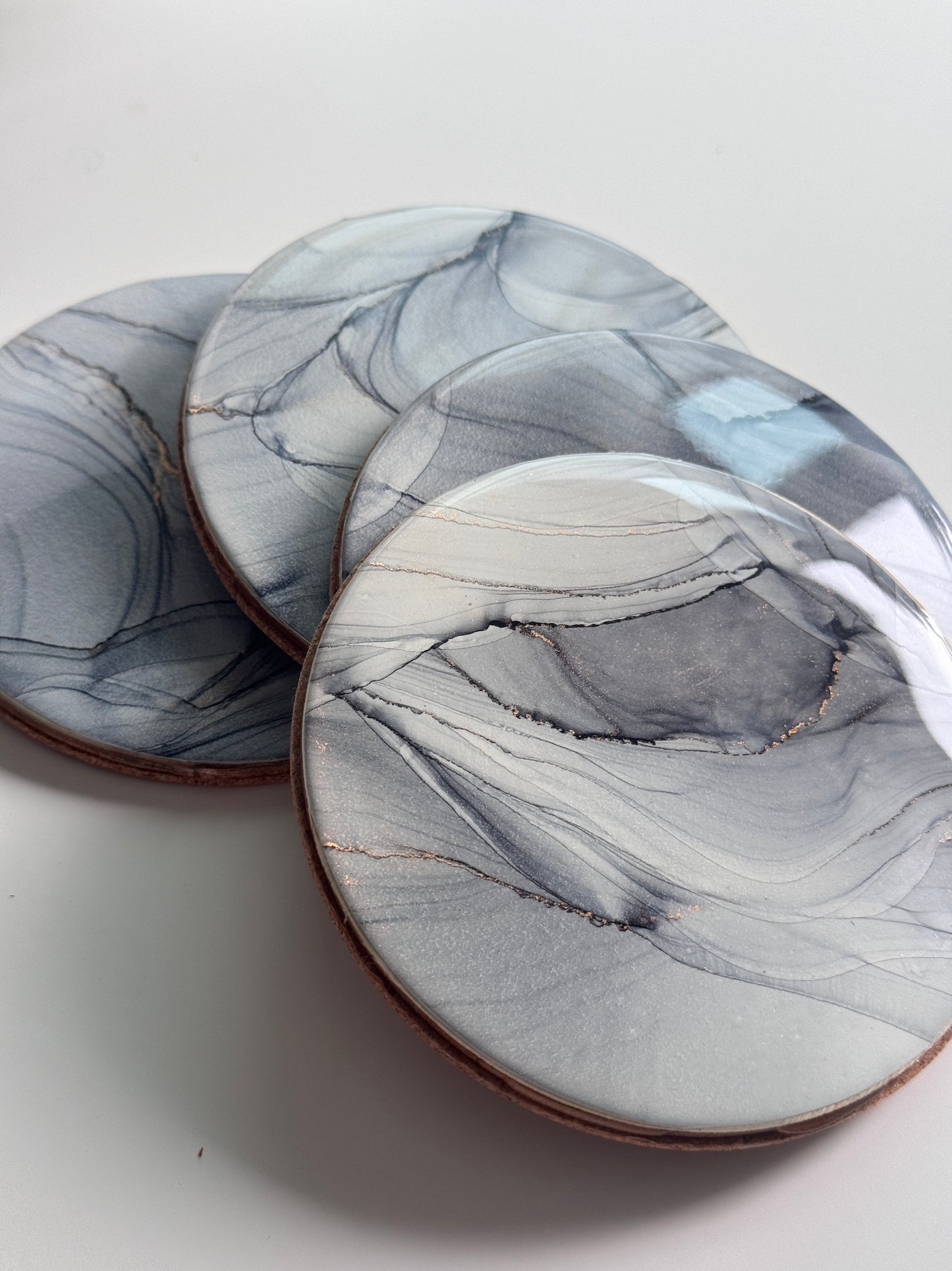 Alcohol Ink coaster gray