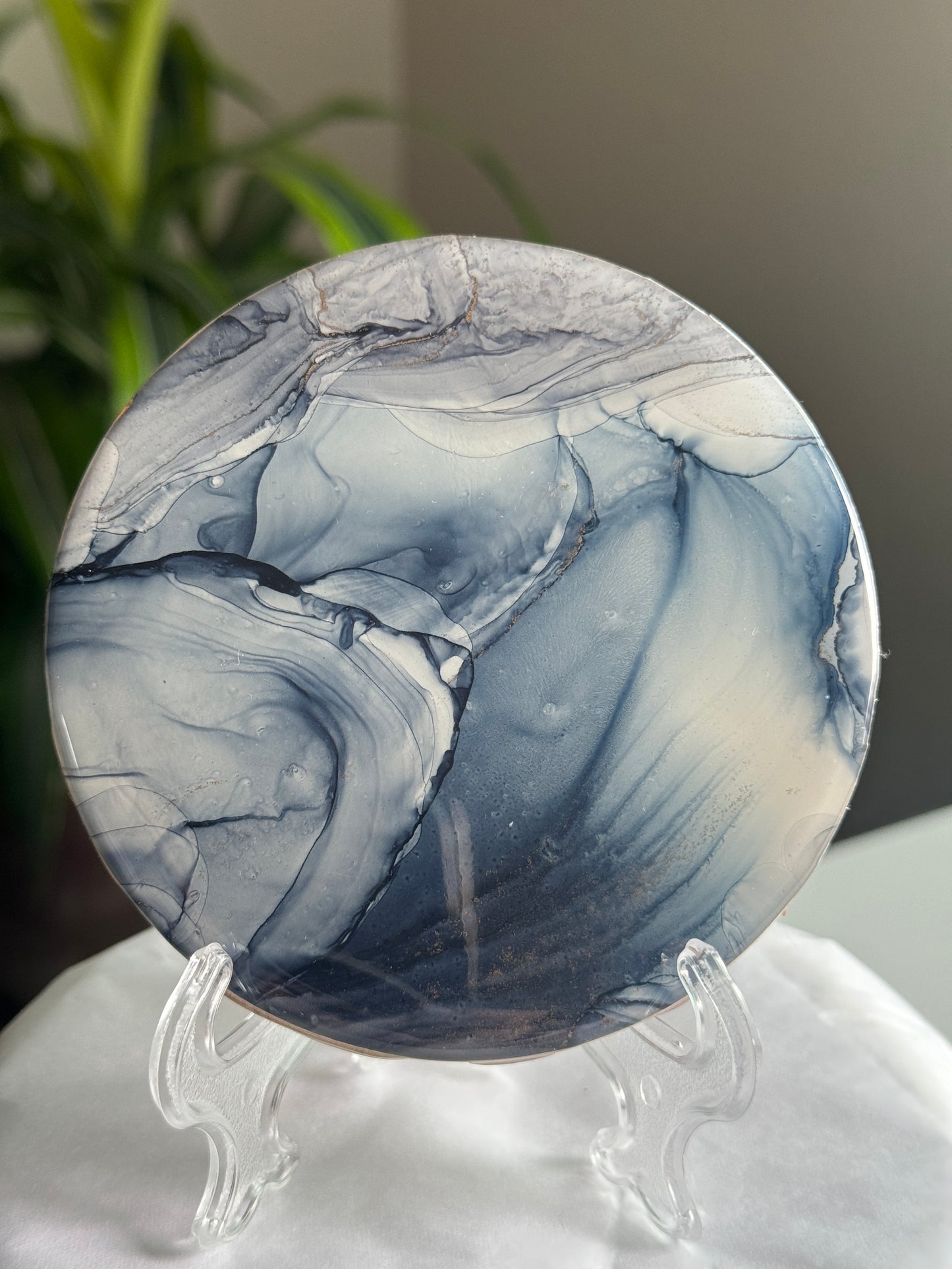 Alcohol Ink coaster deep blue