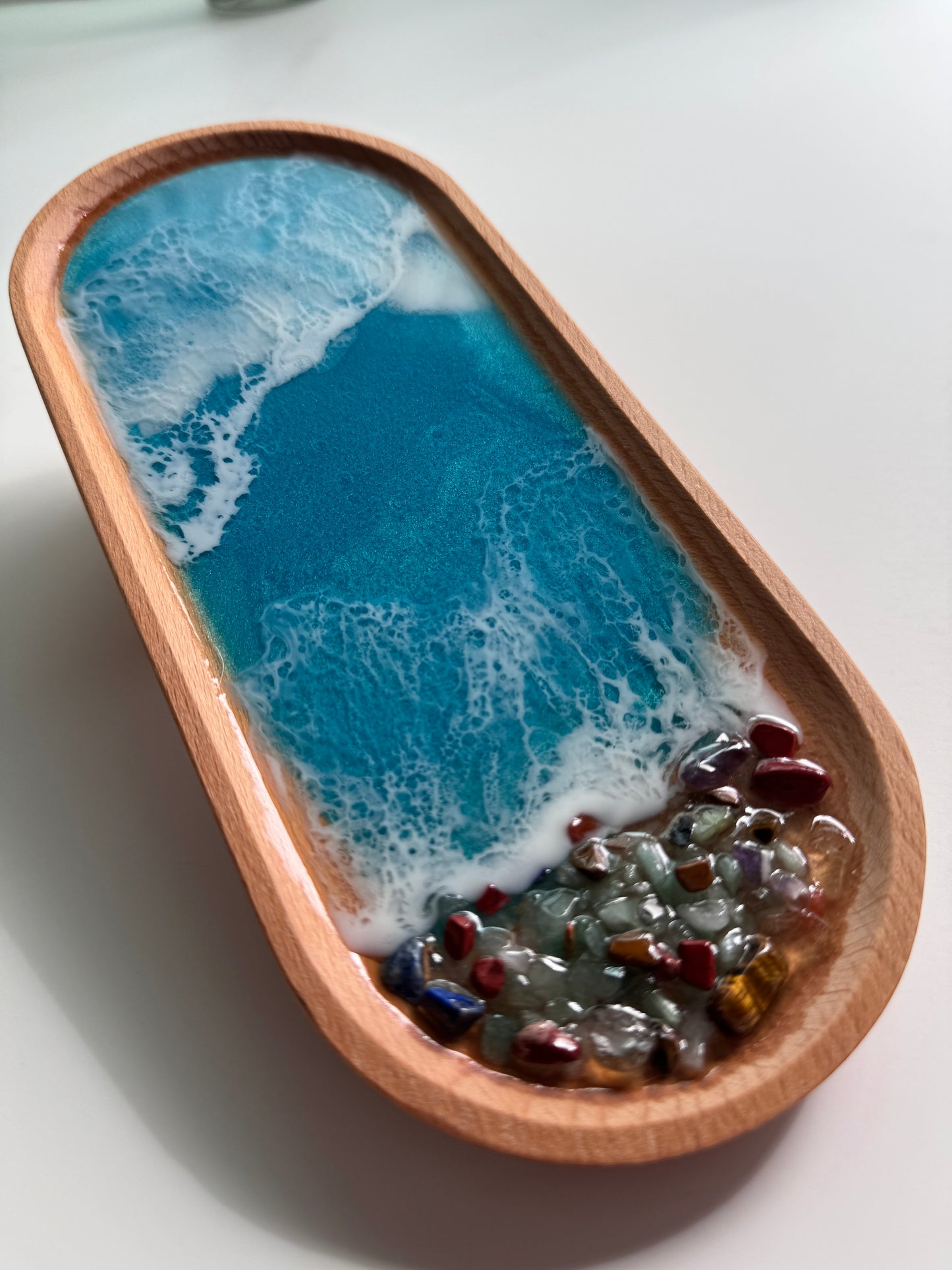 Trinket dish blue resin ocean