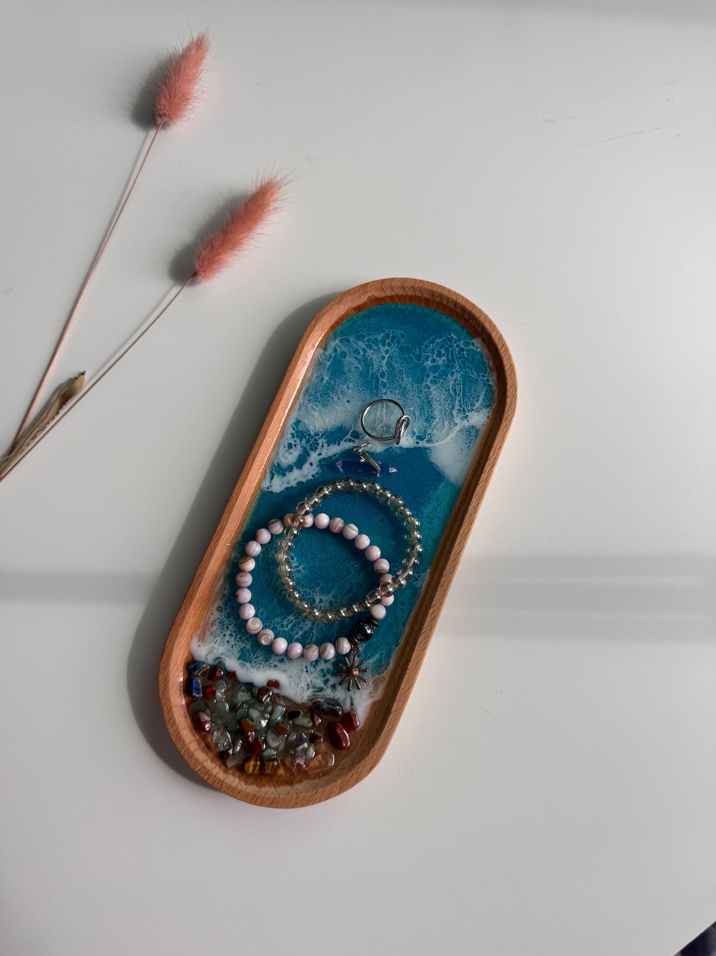 Trinket dish blue resin ocean