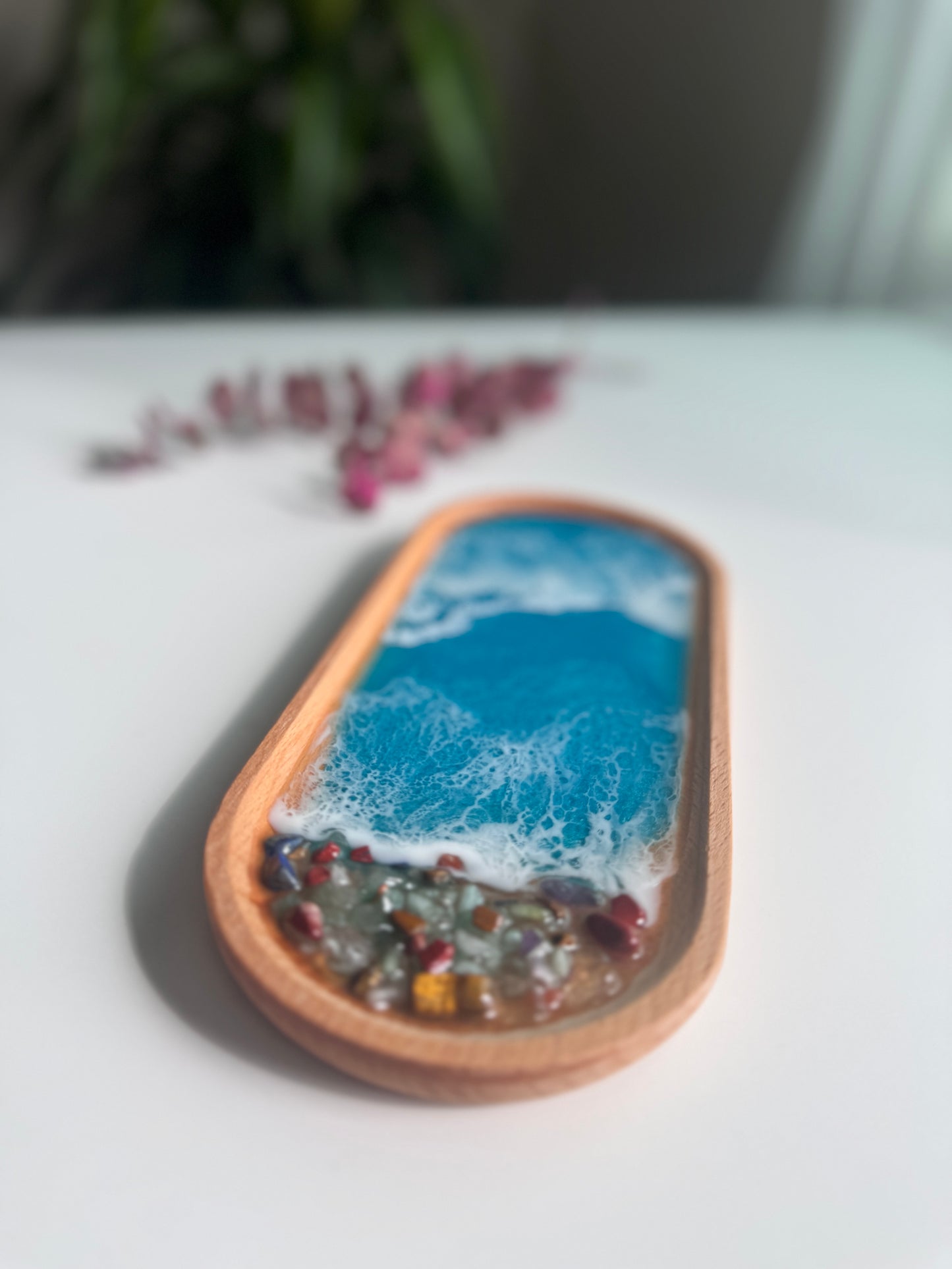 Trinket dish blue resin ocean