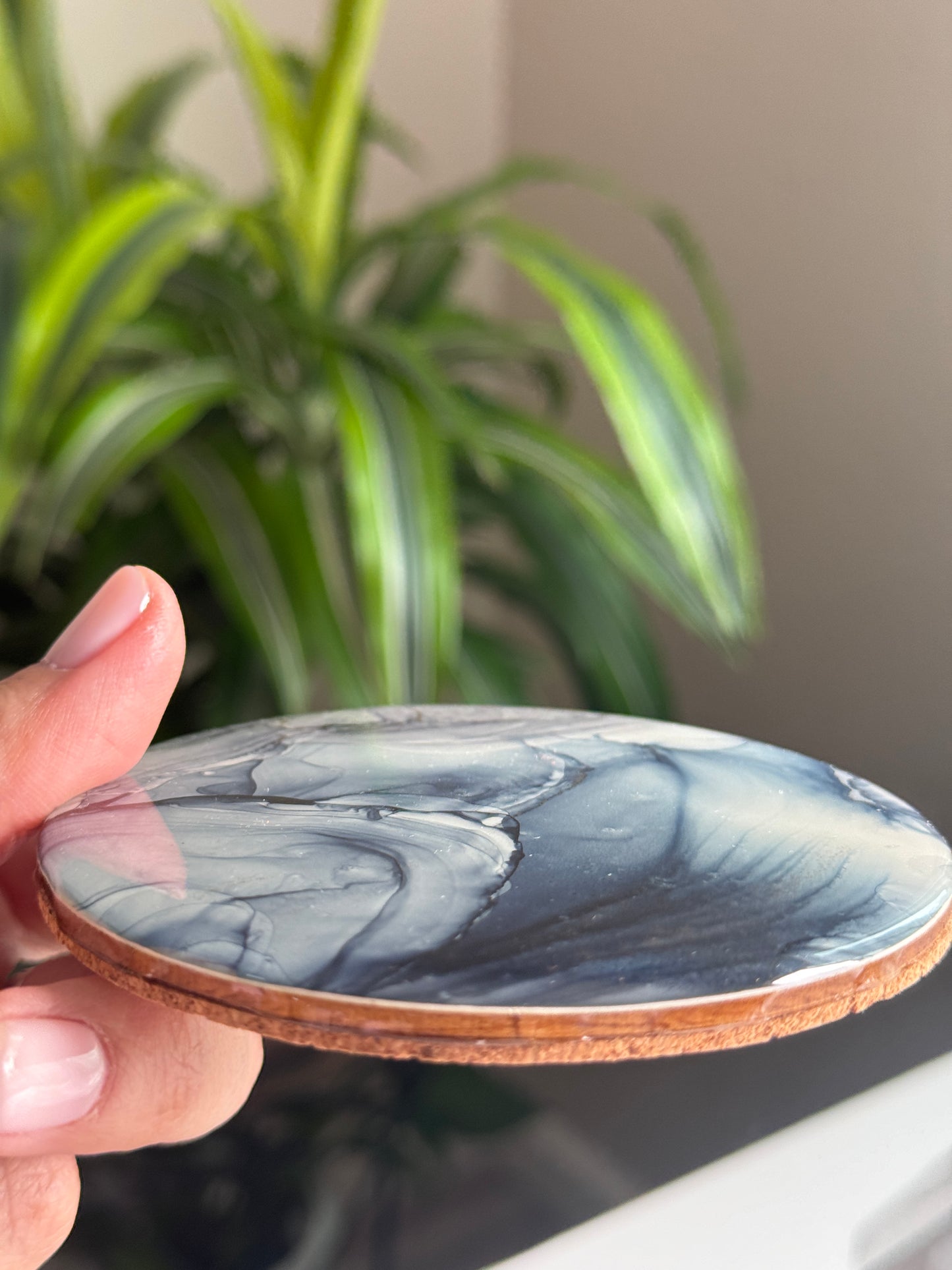 Alcohol Ink coaster deep blue