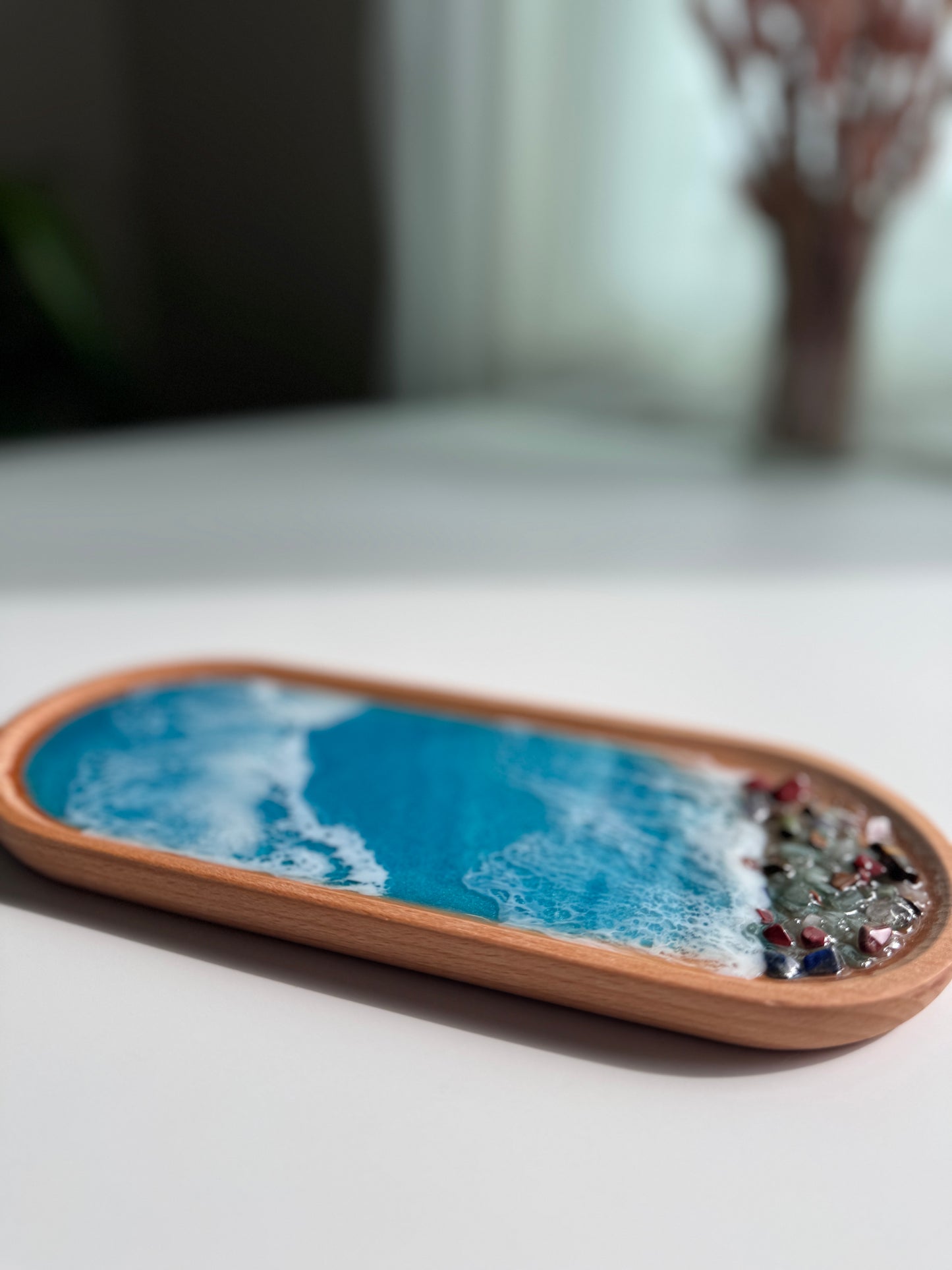 Trinket dish blue resin ocean